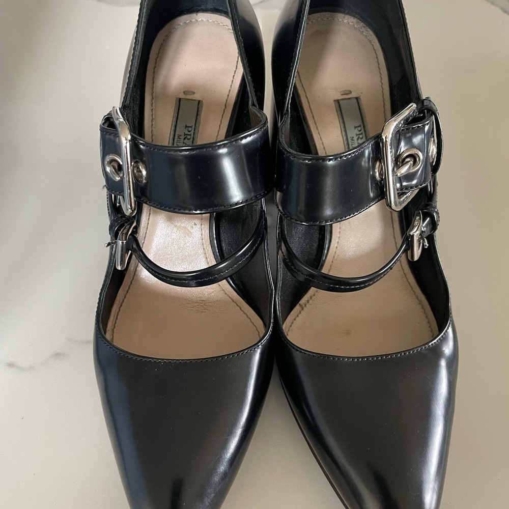 Prada Black Heels with Silver Accents - Picture 8 of 10